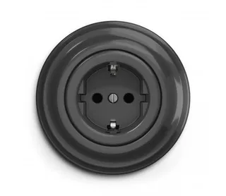 lap - Retro domová zásuvka s rámikom SCHUKO 230V/16A antracit KA0043+KA0110